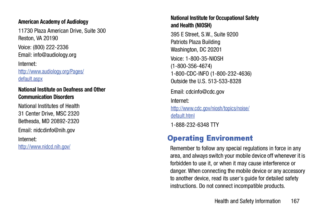 Samsung SM-T520NZKAXAR Operating Environment, American Academy of Audiology, Email cdcinfo@cdc.gov Internet, 167 