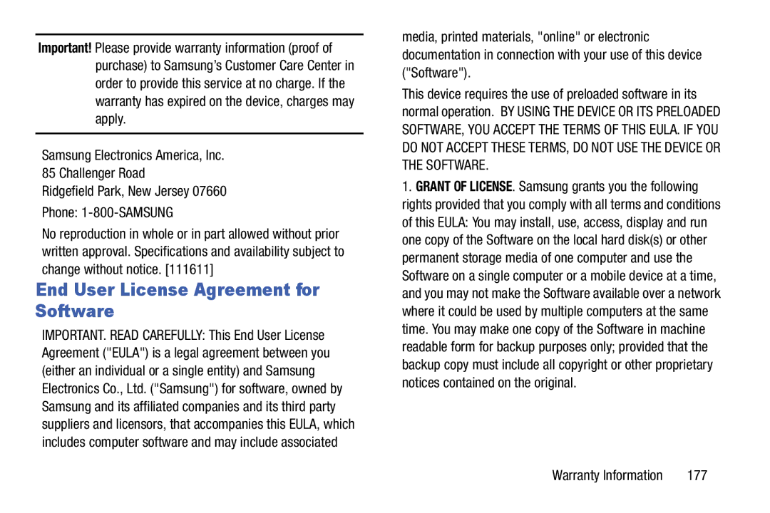 Samsung SM-T520NZKAXAR, SM-T520NZWAXAR user manual End User License Agreement for Software, 177 