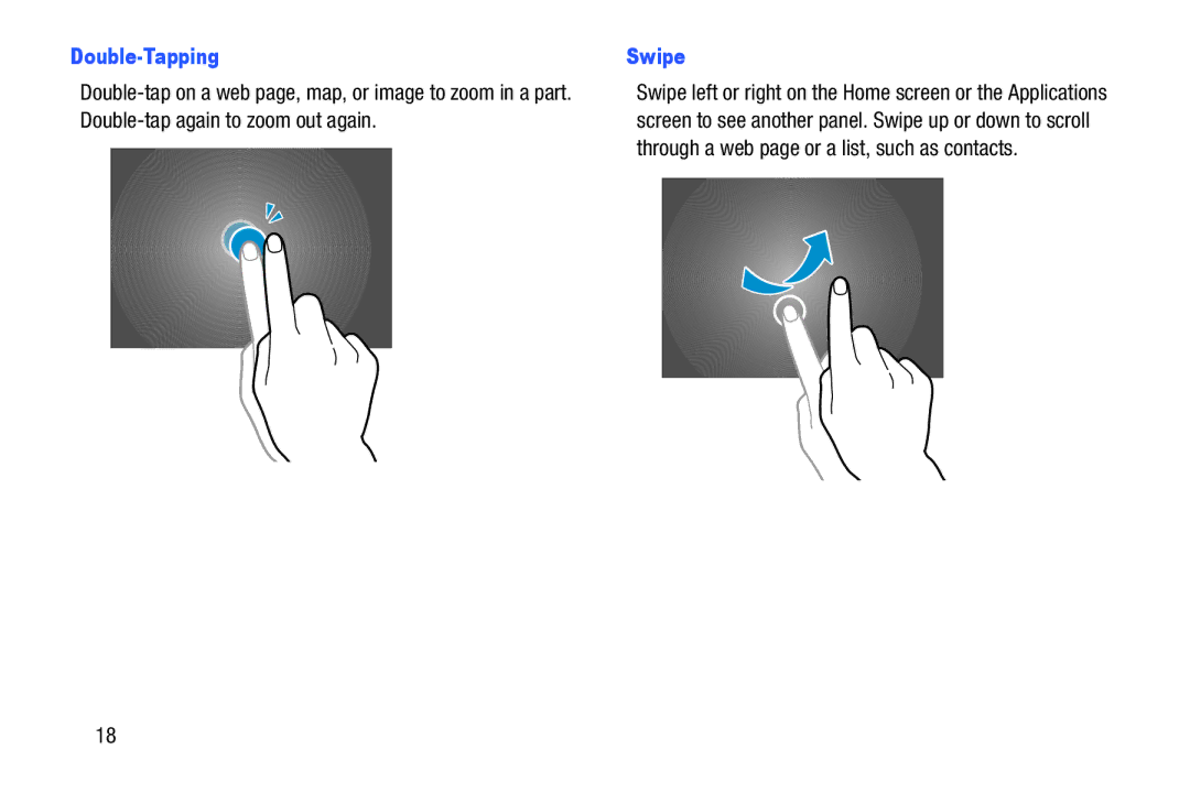 Samsung SM-T520NZWAXAR, SM-T520NZKAXAR user manual Double-Tapping, Swipe 