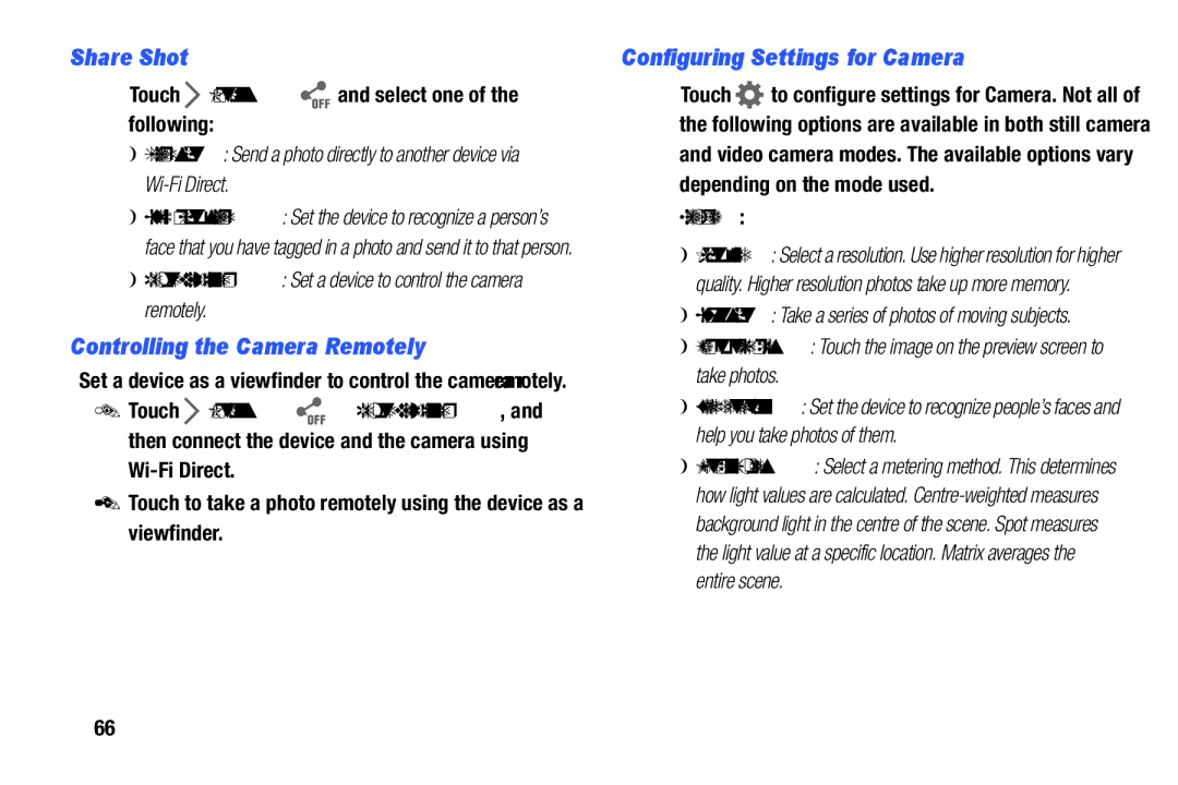 Samsung SM-T520NZWAXAR, SM-T520NZKAXAR Share Shot, Controlling the Camera Remotely, Configuring Settings for Camera 