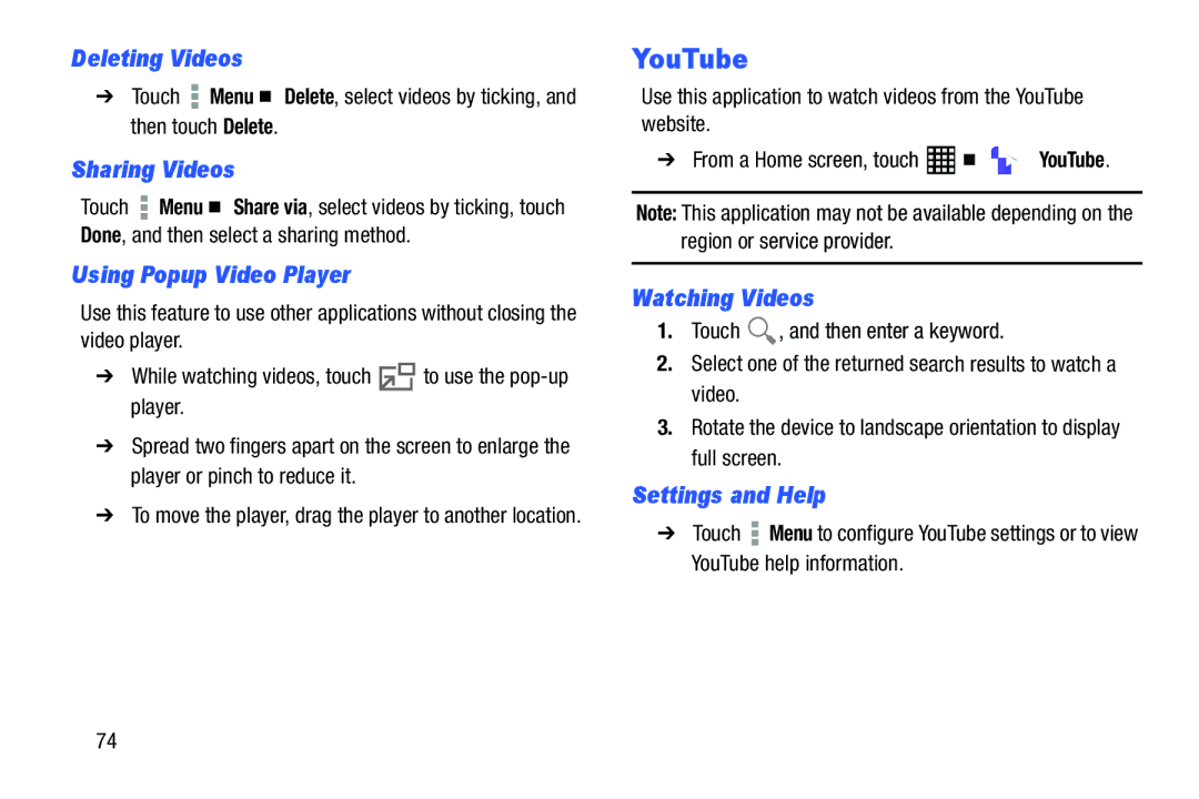 Samsung SM-T520NZWAXAR, SM-T520NZKAXAR user manual YouTube 