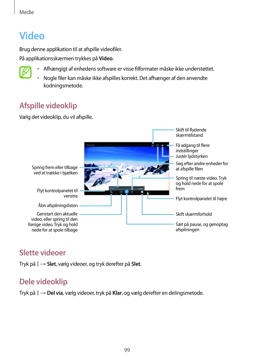 Samsung SM-T520NZKENEE, SM-T520XZWANEE, SM-T520NZKANEE, SM-T520NZWANEE, SM-T520NZWENEE Video, Slette videoer, Dele videoklip 