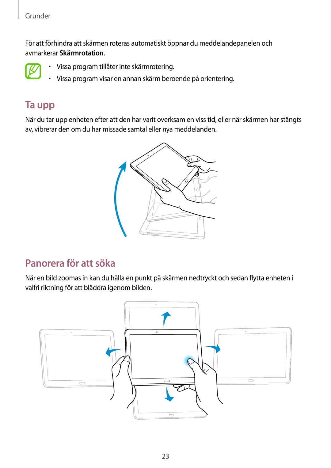 Samsung SM-T525NZWANEE, SM-T525NZKANEE manual Ta upp, Panorera för att söka 