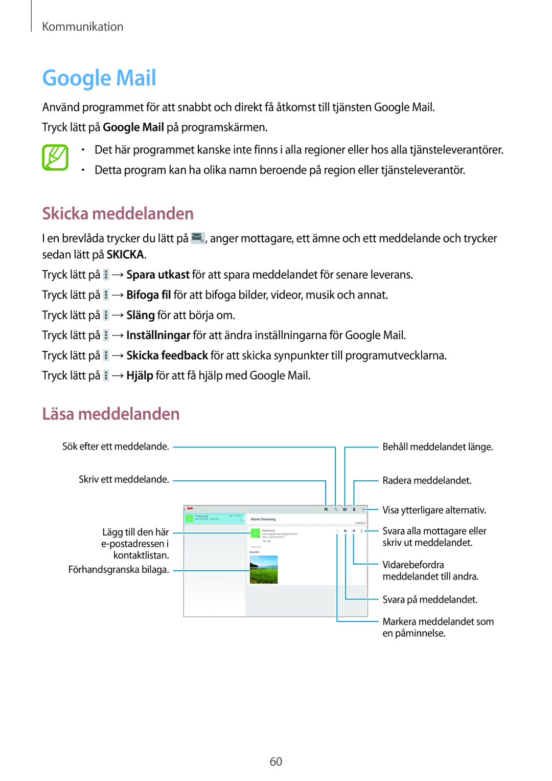 Samsung SM-T525NZKANEE, SM-T525NZWANEE manual Google Mail 