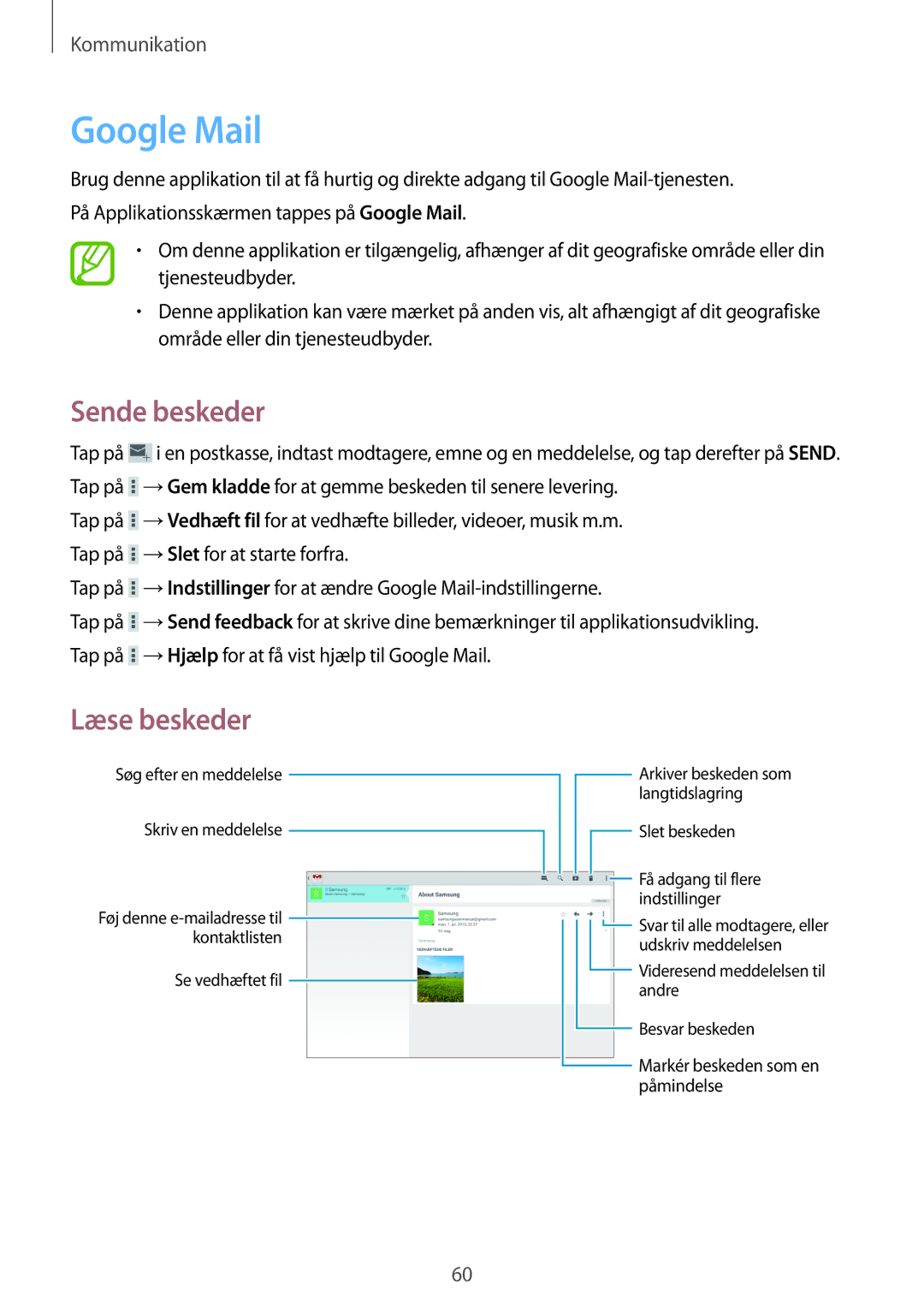 Samsung SM-T525NZKANEE, SM-T525NZWANEE manual Google Mail 