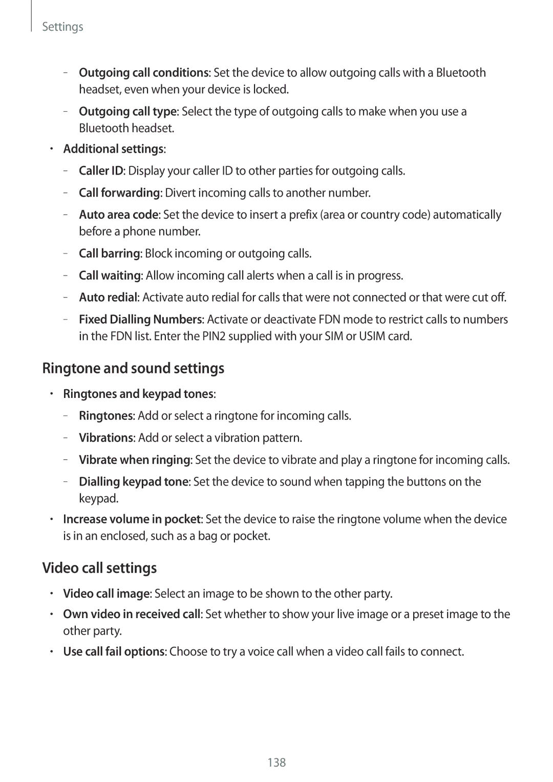 Samsung SM-T525NZKAXEO Ringtone and sound settings, Video call settings, Additional settings, Ringtones and keypad tones 