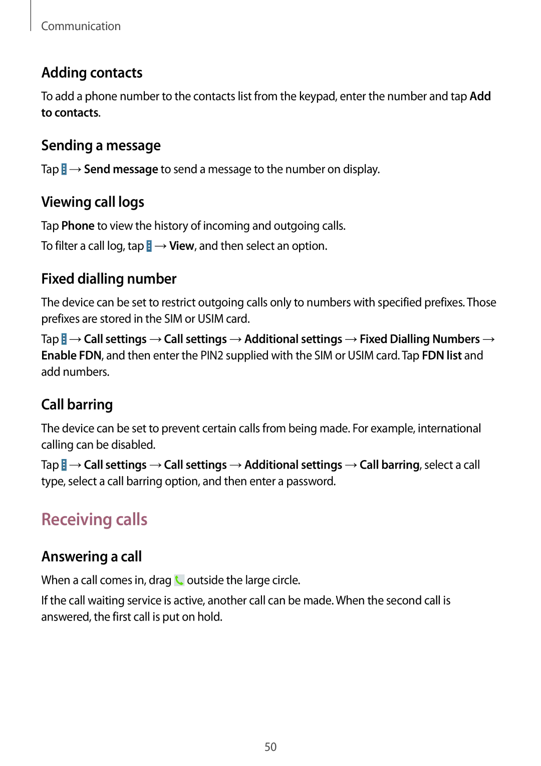 Samsung SM-T525NZWADBT, SM-T525NZKAXEO, SM-T525NZKAATO, SM-T525NZWAEUR, SM-T525NZKADBT, SM-T525NZWAATO manual Receiving calls 