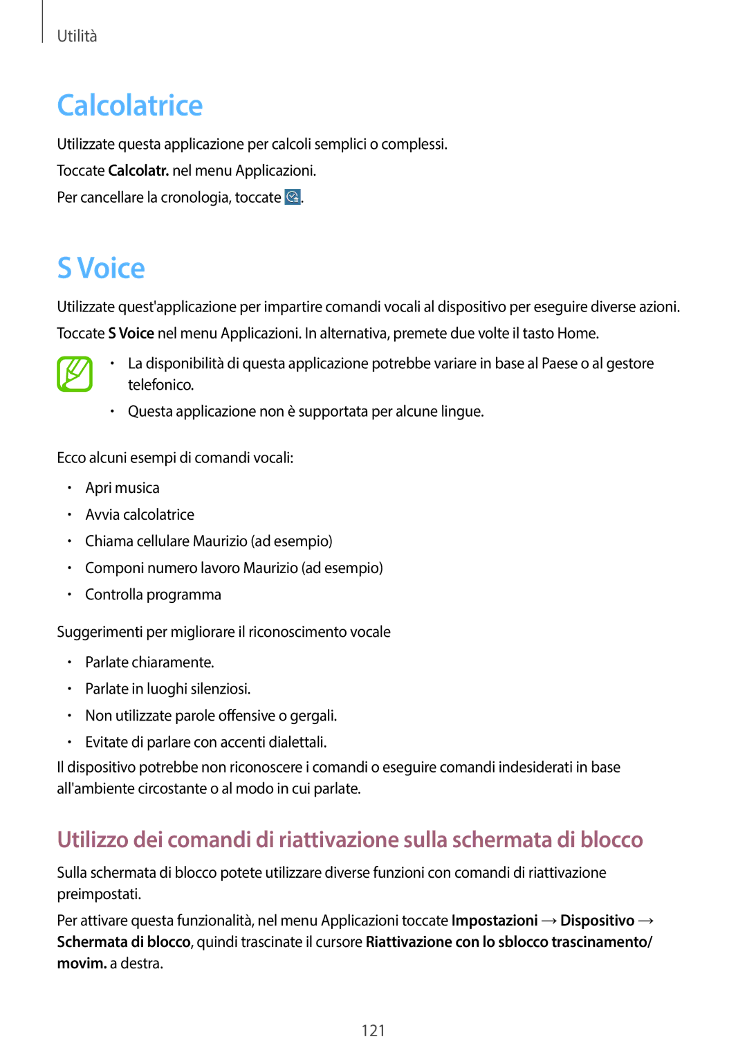 Samsung SM-T525NZWAITV manual Calcolatrice, Voice 