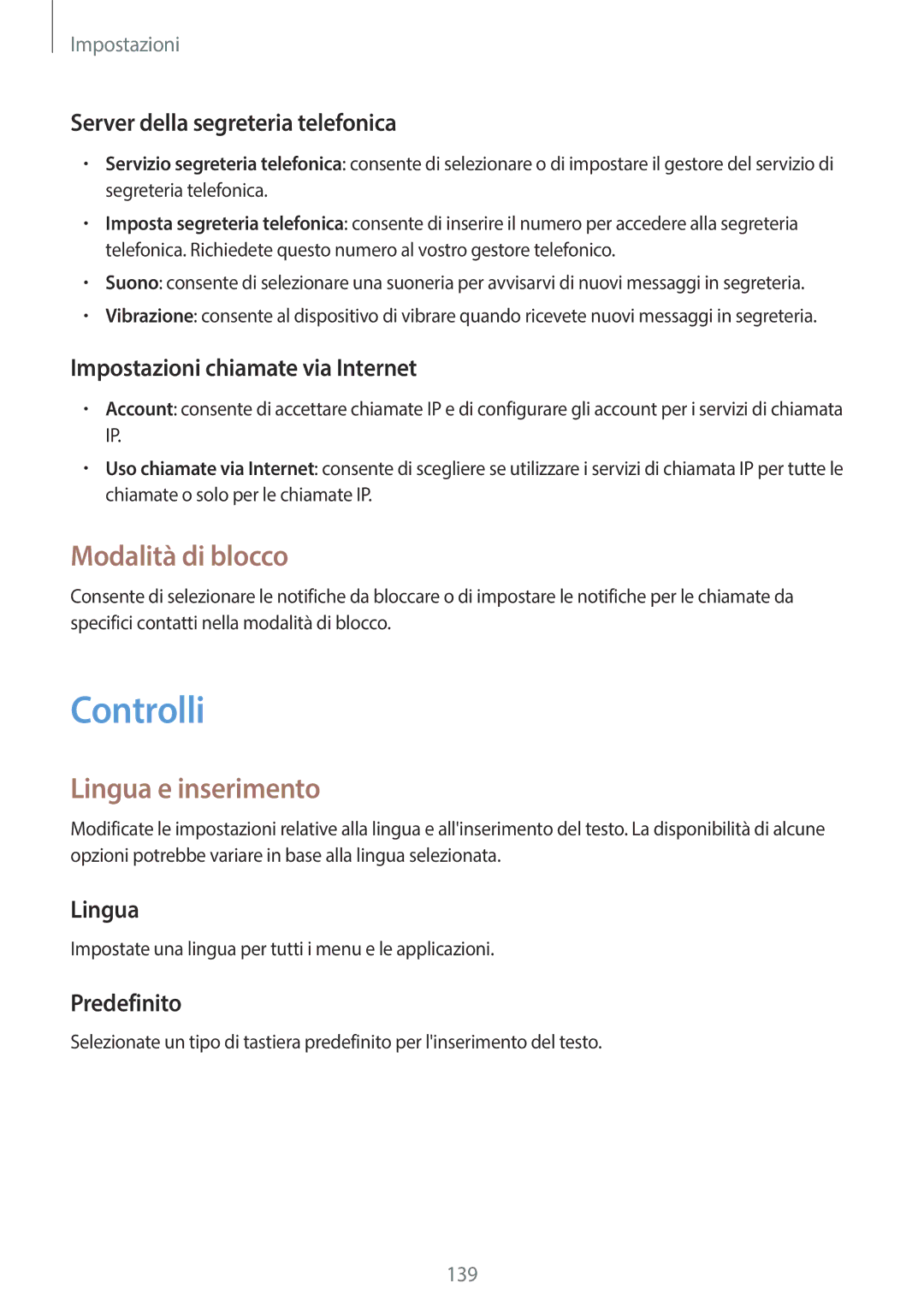 Samsung SM-T525NZWAITV manual Controlli, Modalità di blocco, Lingua e inserimento 