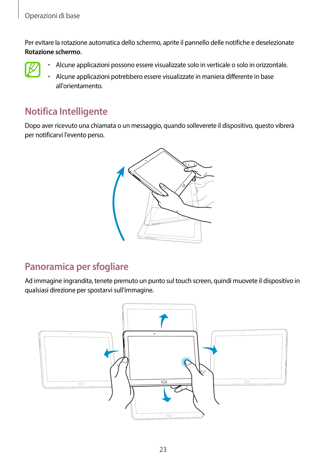 Samsung SM-T525NZWAITV manual Notifica Intelligente, Panoramica per sfogliare 