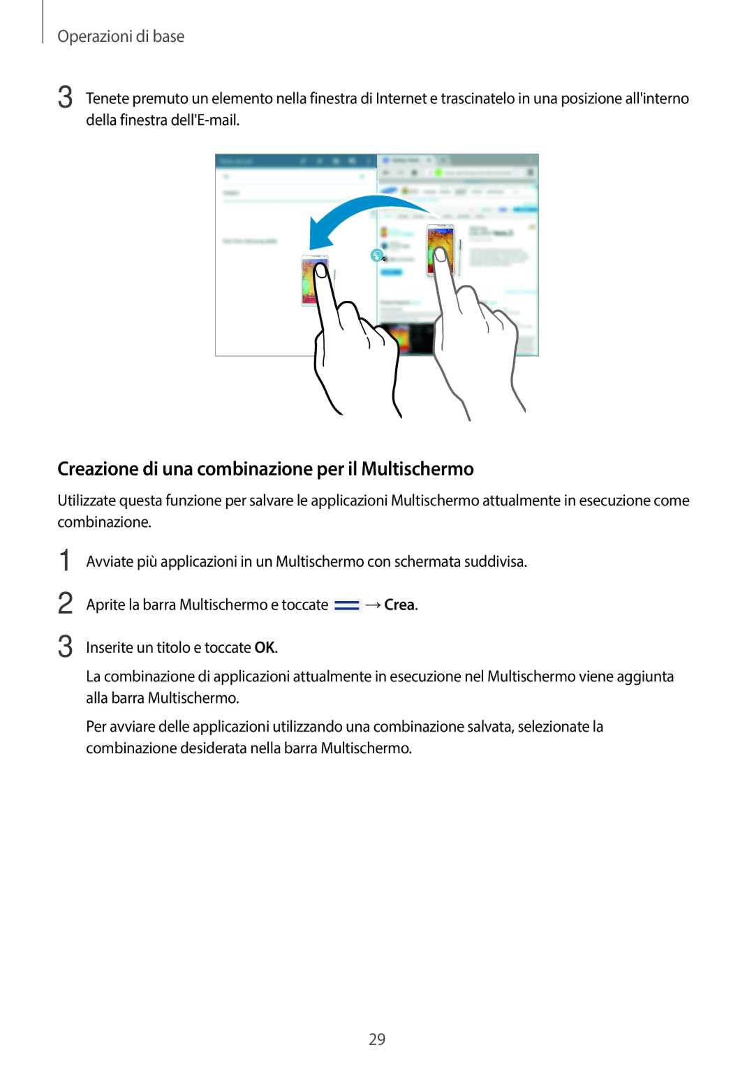 Samsung SM-T525NZWAITV manual Creazione di una combinazione per il Multischermo 