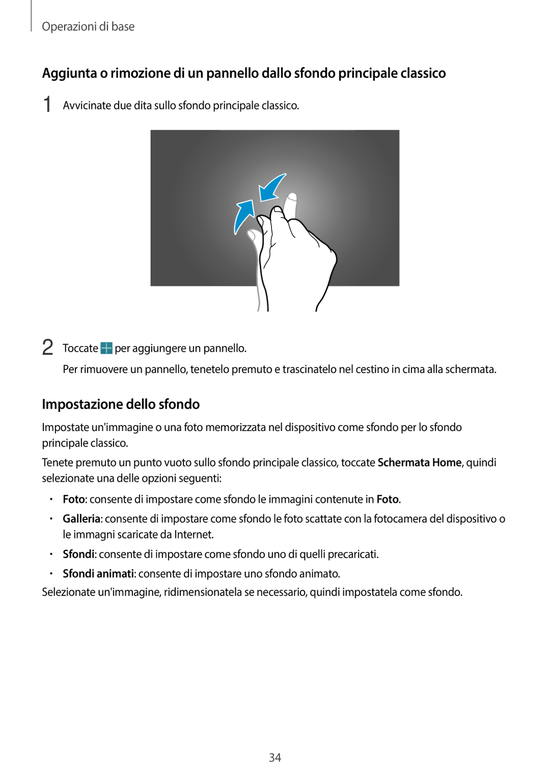 Samsung SM-T525NZWAITV manual Impostazione dello sfondo 