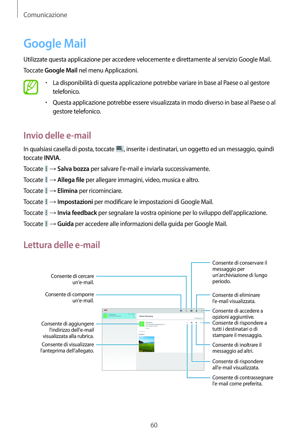 Samsung SM-T525NZWAITV manual Google Mail, Consente di inoltrare il messaggio ad altri 