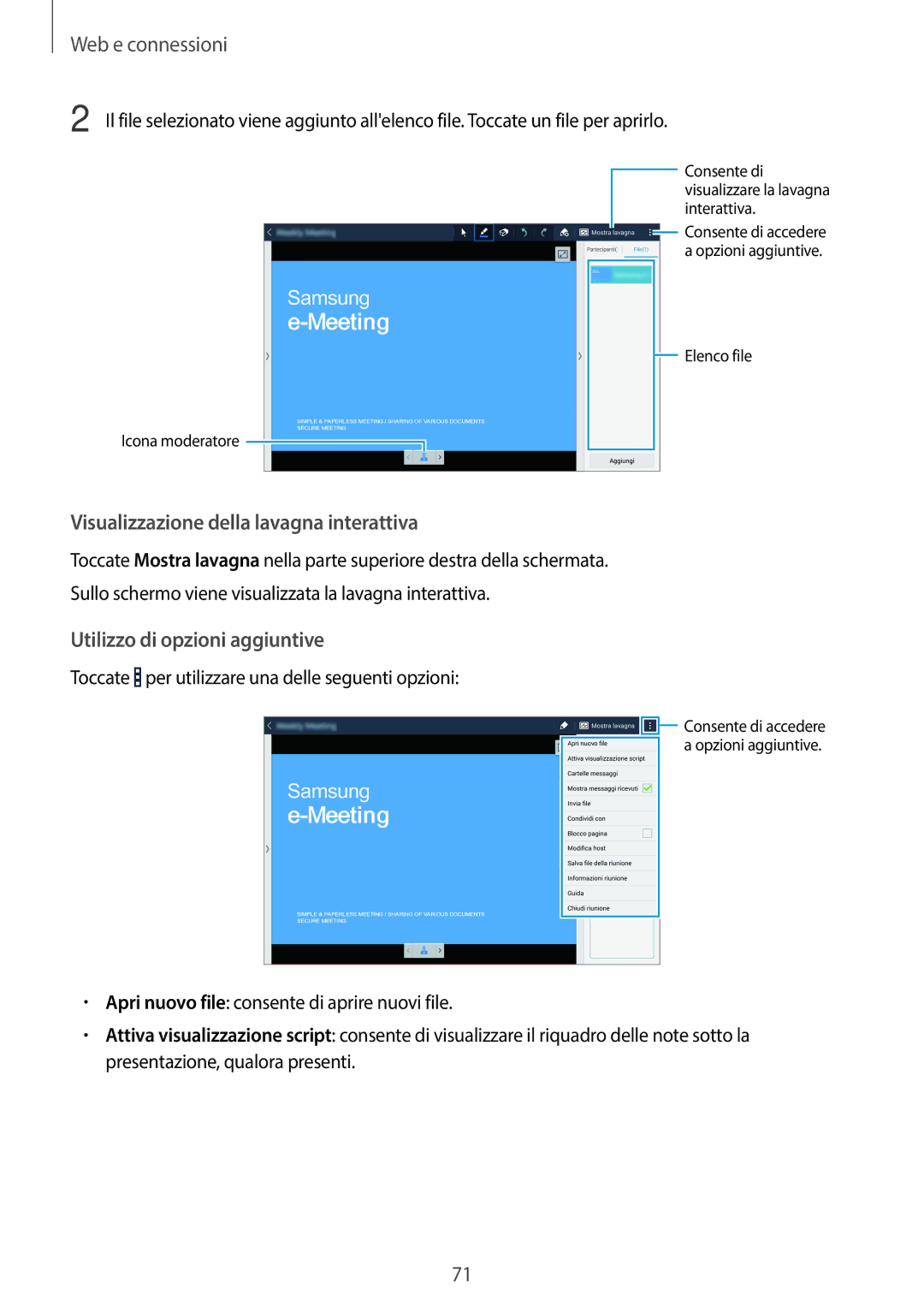 Samsung SM-T525NZWAITV manual Visualizzazione della lavagna interattiva 