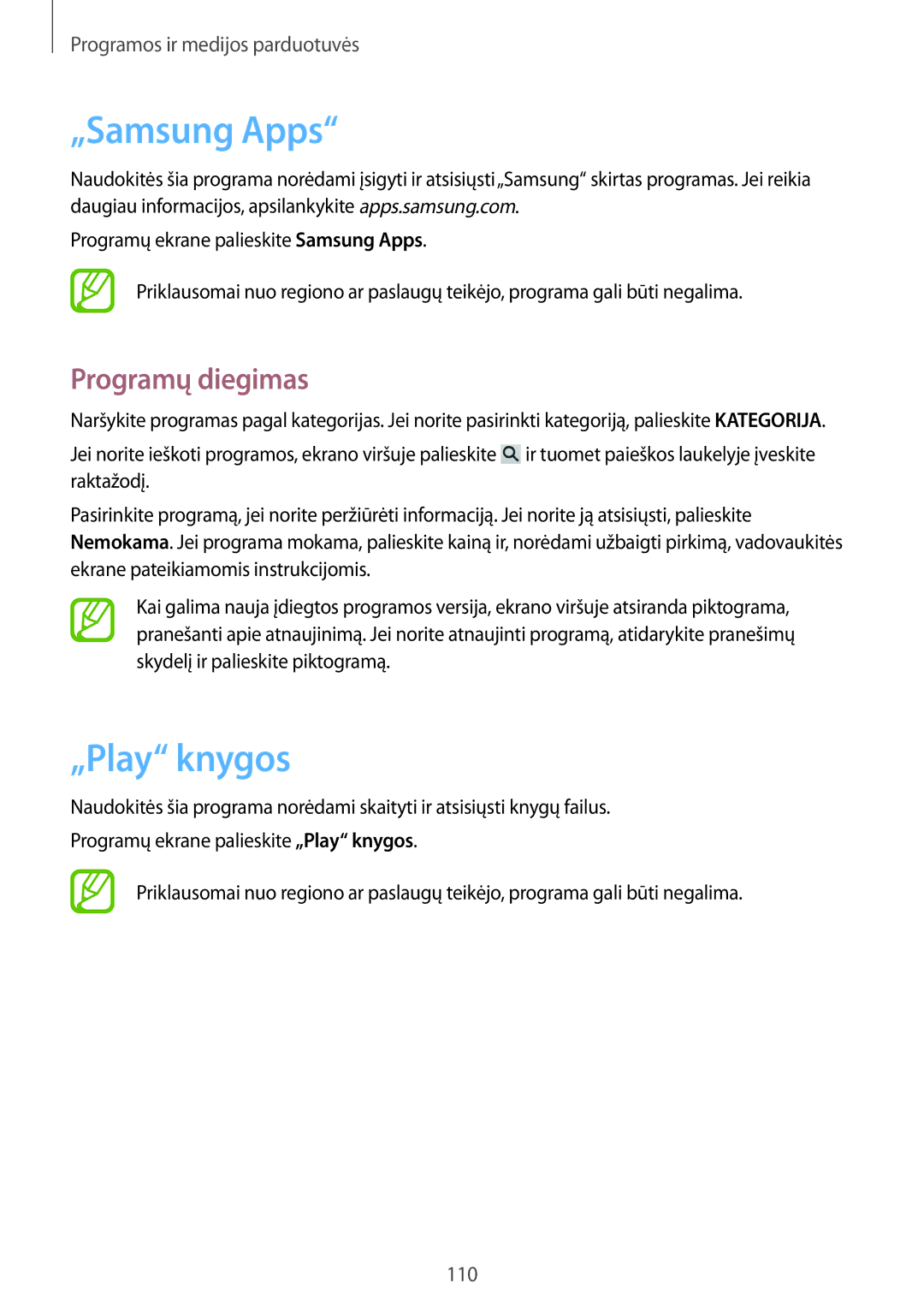 Samsung SM-T525NZWASEB, SM-T525NZKASEB manual „Samsung Apps, „Play knygos 