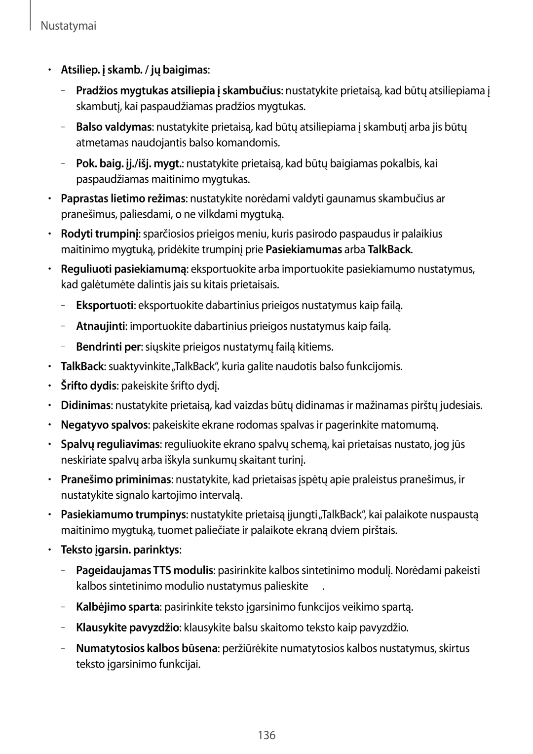 Samsung SM-T525NZWASEB, SM-T525NZKASEB manual Teksto įgarsin. parinktys 