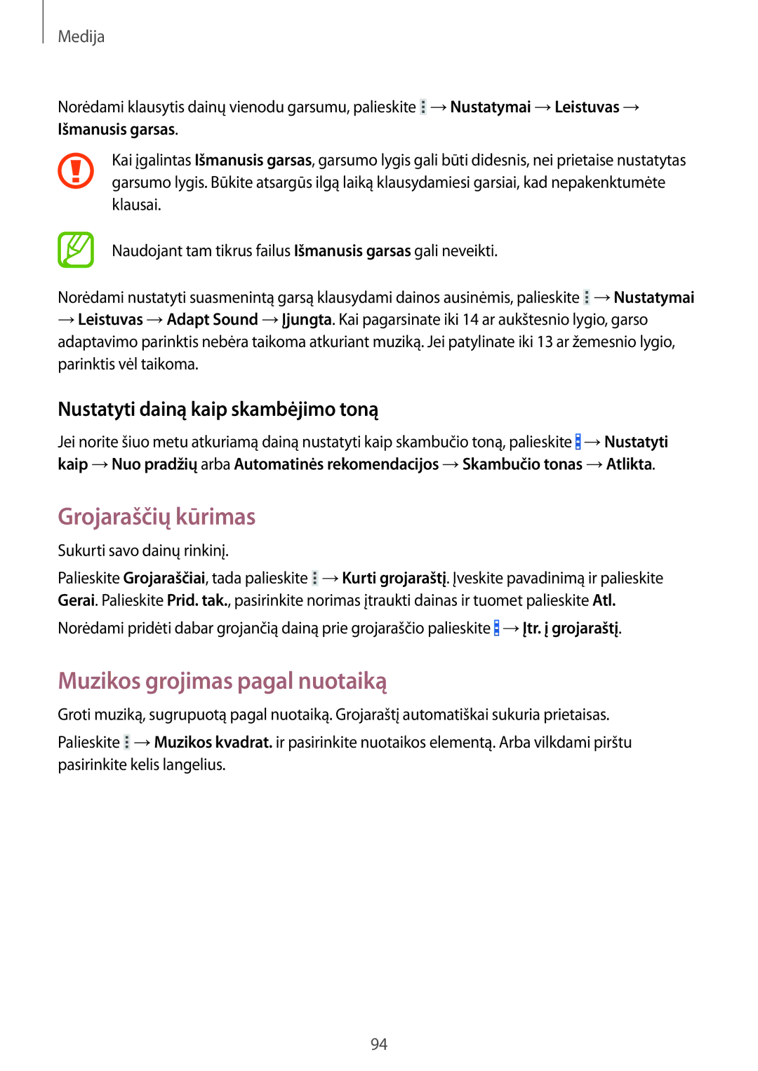 Samsung SM-T525NZWASEB manual Grojaraščių kūrimas, Muzikos grojimas pagal nuotaiką, Nustatyti dainą kaip skambėjimo toną 