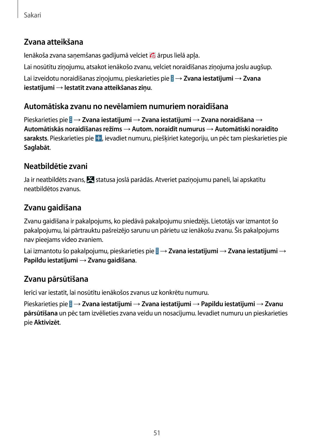 Samsung SM-T525NZKASEB manual Zvana atteikšana, Automātiska zvanu no nevēlamiem numuriem noraidīšana, Neatbildētie zvani 