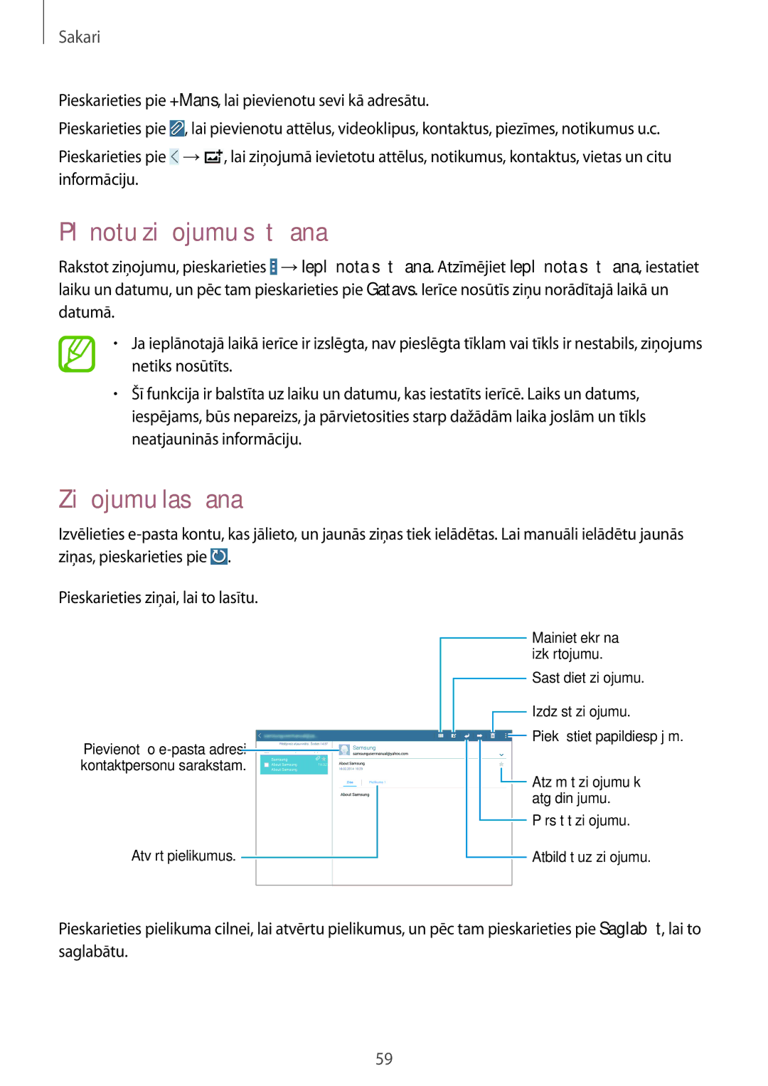 Samsung SM-T525NZKASEB, SM-T525NZWASEB manual Ziņojumu lasīšana 