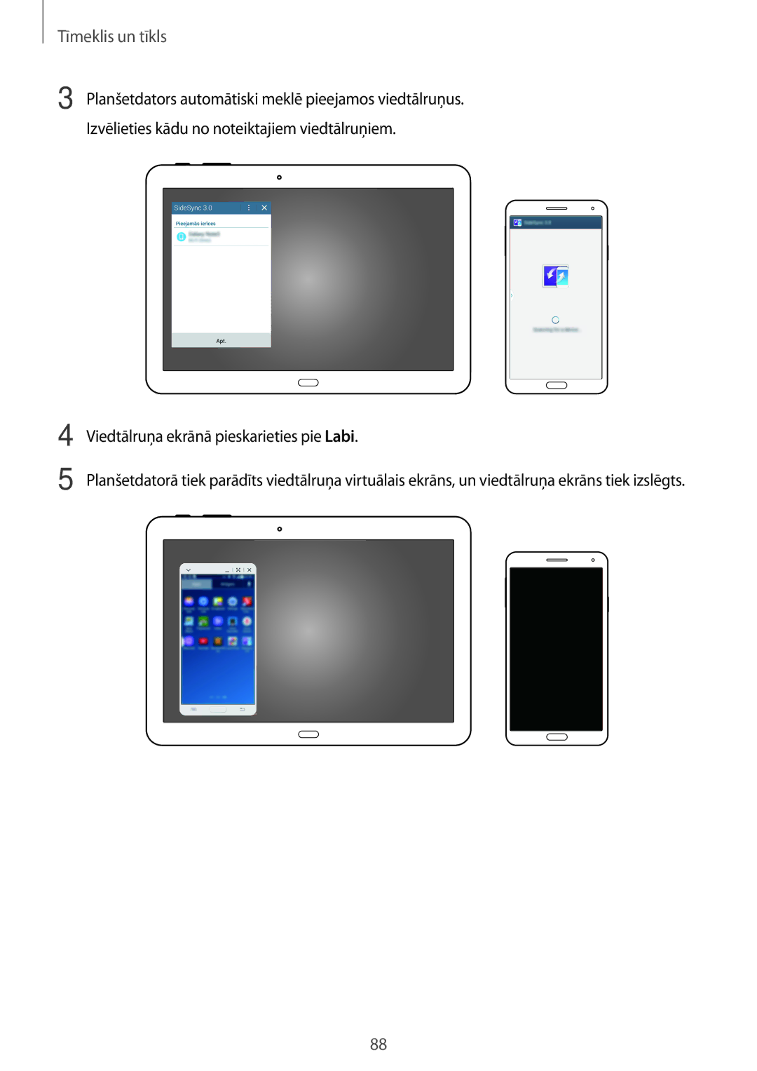 Samsung SM-T525NZWASEB, SM-T525NZKASEB manual Viedtālruņa ekrānā pieskarieties pie Labi 