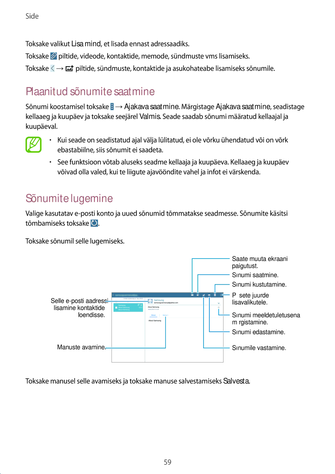 Samsung SM-T525NZKASEB, SM-T525NZWASEB manual Sõnumite lugemine, Toksake valikut Lisa mind, et lisada ennast adressaadiks 