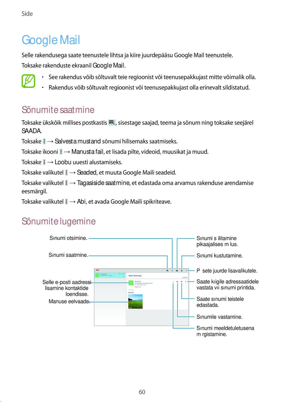 Samsung SM-T525NZWASEB, SM-T525NZKASEB manual Google Mail, Saada 