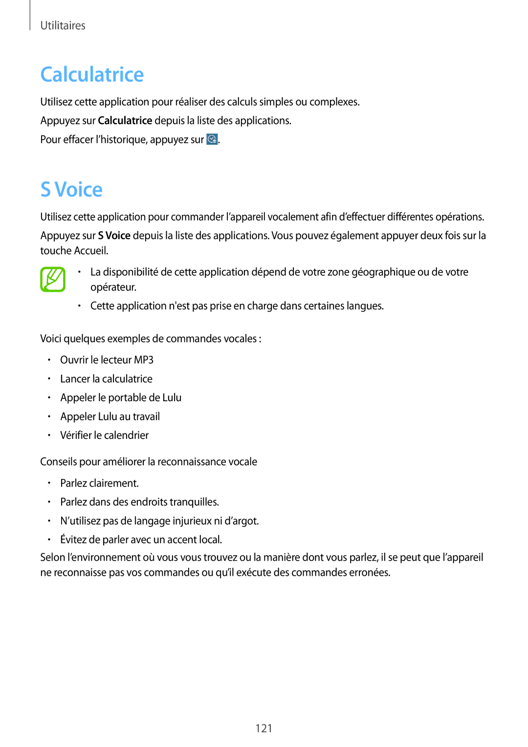 Samsung SM-T525NZKAXEF, SM-T525NZWAXEF manual Calculatrice, Voice 