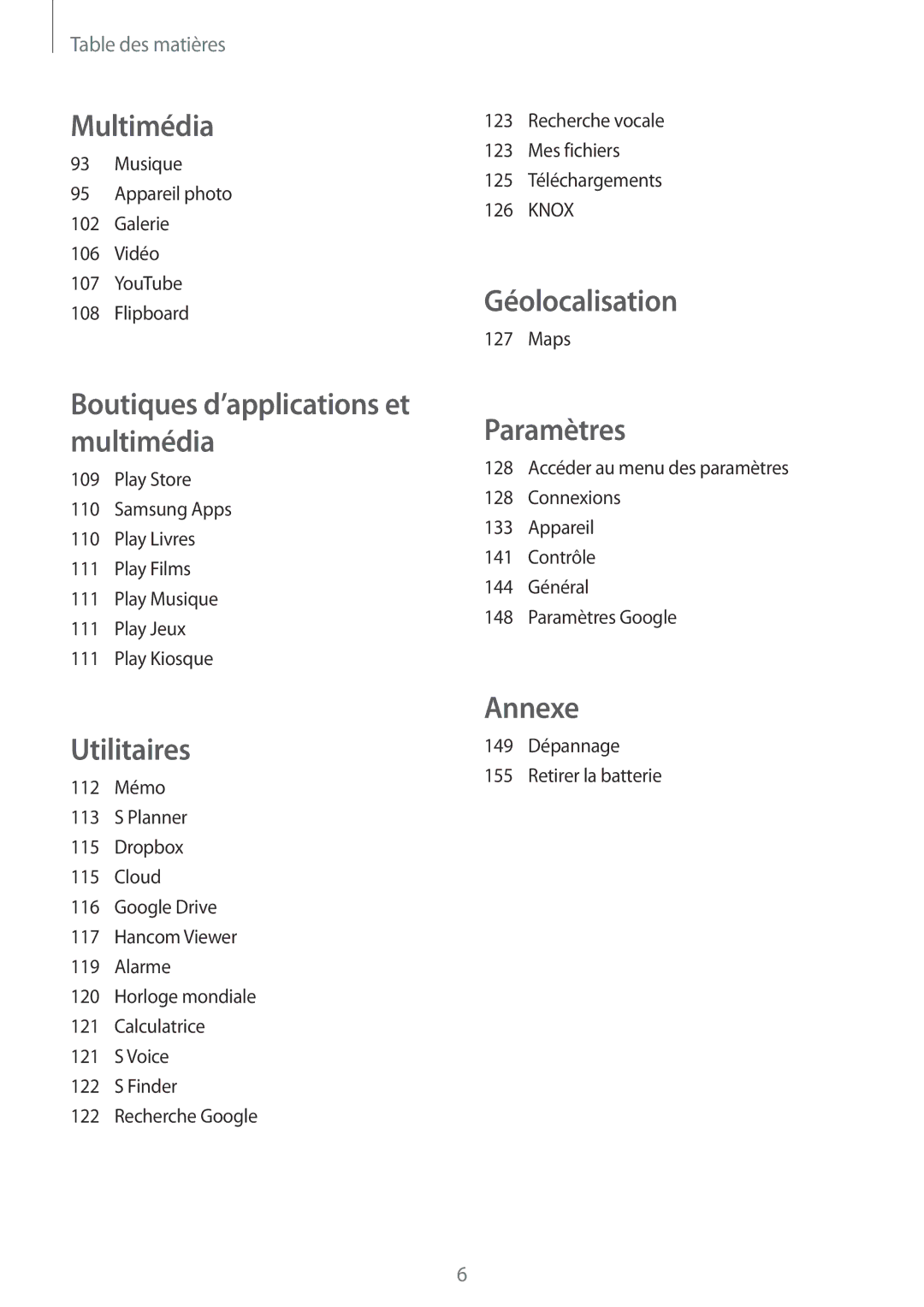 Samsung SM-T525NZWAXEF, SM-T525NZKAXEF manual Géolocalisation 