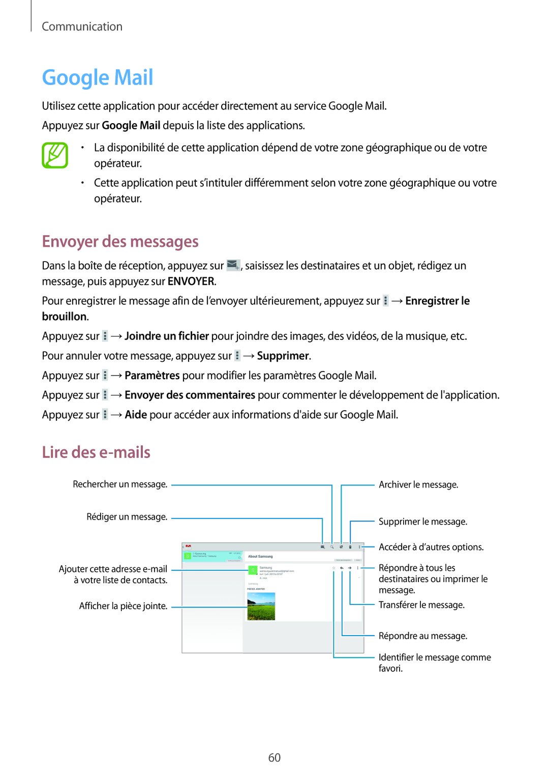 Samsung SM-T525NZWAXEF, SM-T525NZKAXEF manual Google Mail 