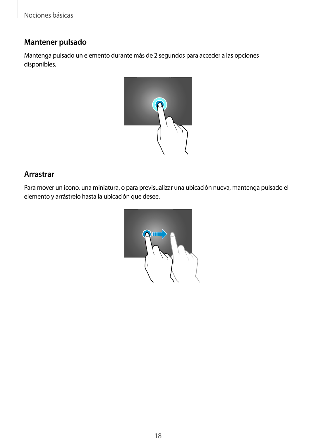 Samsung SM-T530NZWAXEO, SM-T530NYKATPH, SM-T530NZWATPH, SM-T530NYKADBT, SM-T530NZWADBT manual Mantener pulsado, Arrastrar 