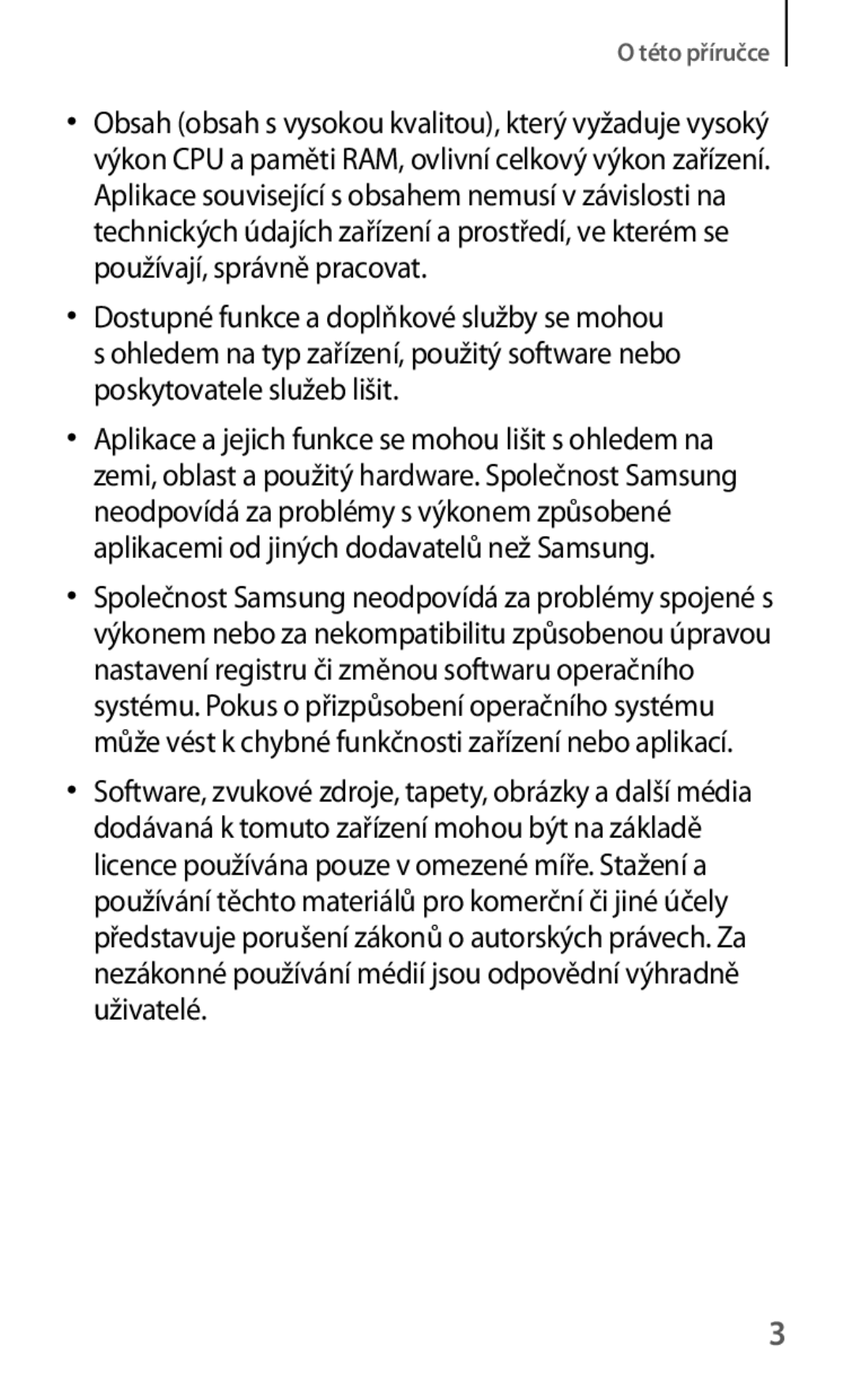 Samsung SM-T530NYKAEUR, SM-T530NZWAATO, SM-T530NZWAXEO, SM-T530NYKAATO, SM-T530NYKAAUT, SM-T530NZWAAUT manual Této příručce 