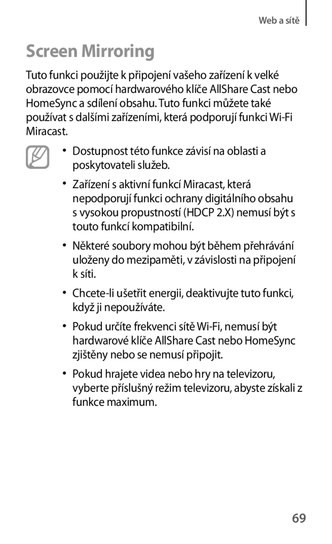 Samsung SM-T530NYKAXSK, SM-T530NZWAATO, SM-T530NZWAXEO, SM-T530NYKAATO, SM-T530NYKAEUR, SM-T530NYKAAUT manual Screen Mirroring 