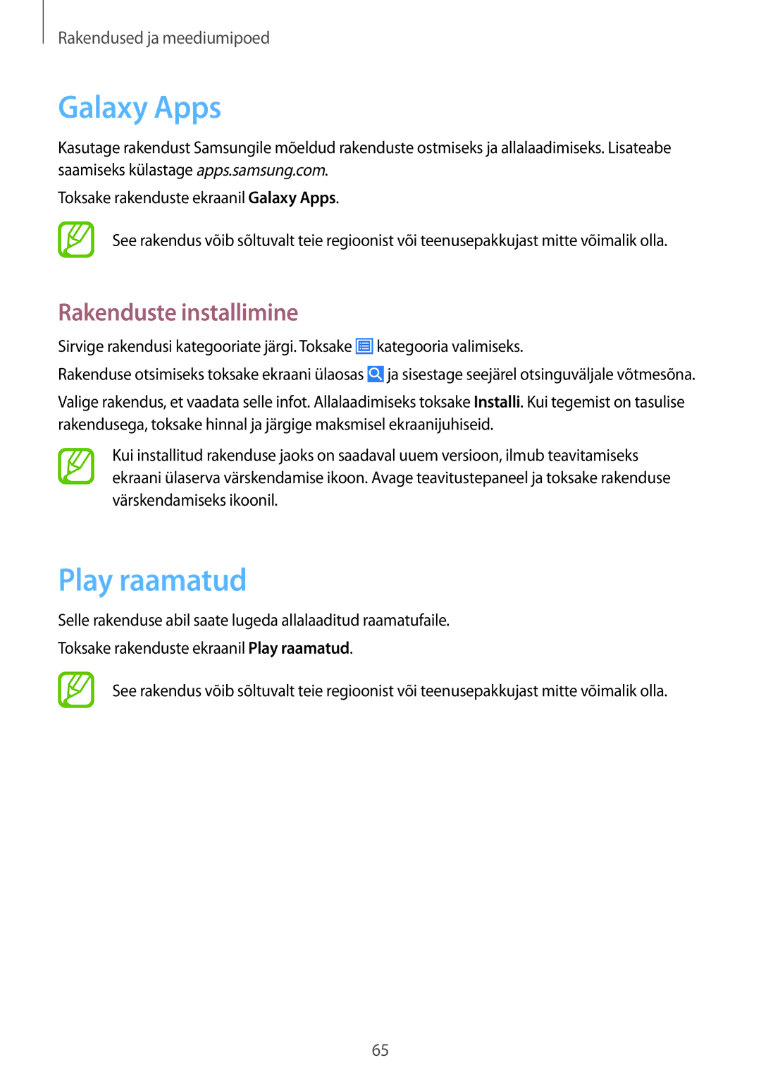 Samsung SM-T530NYKASEB, SM-T530NZWASEB manual Galaxy Apps, Play raamatud 