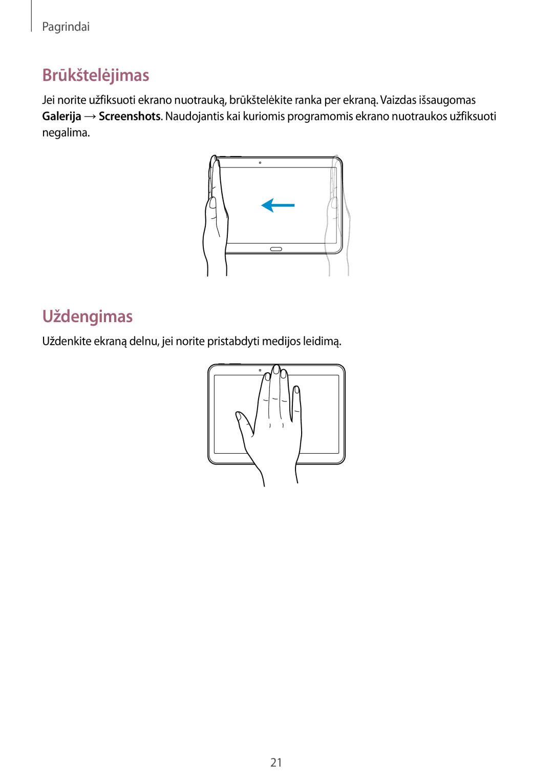 Samsung SM-T530NYKASEB, SM-T530NZWASEB manual Brūkštelėjimas, Uždengimas 