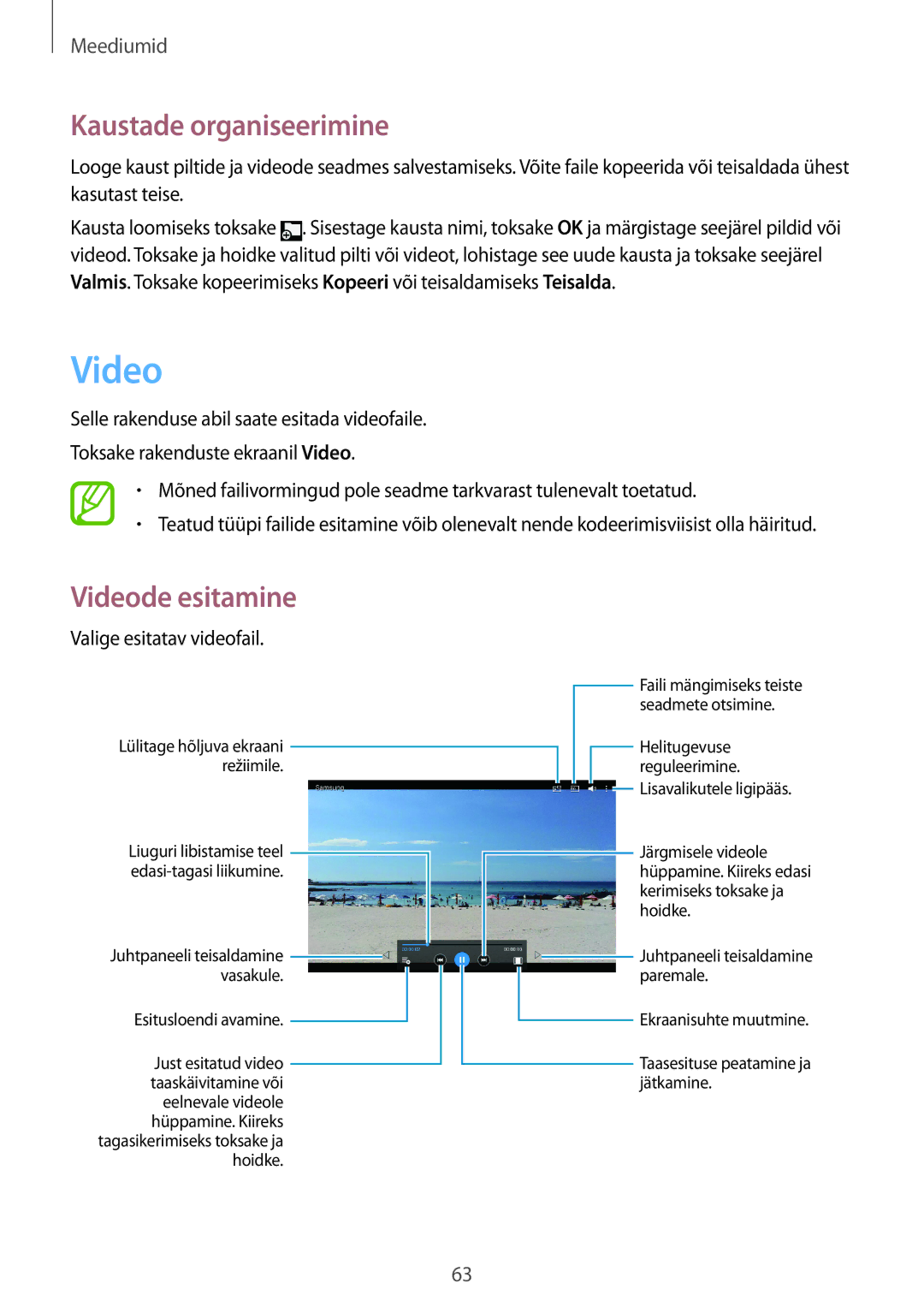 Samsung SM-T530NYKASEB, SM-T530NZWASEB manual Video, Valige esitatav videofail 