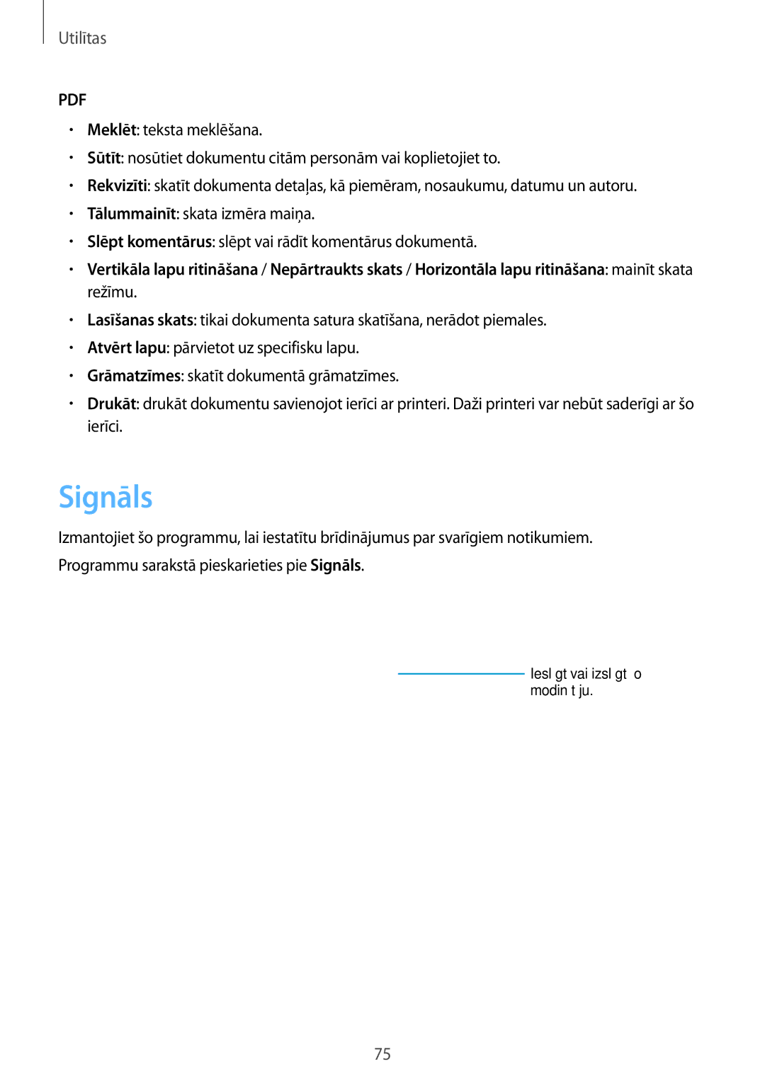 Samsung SM-T530NYKASEB, SM-T530NZWASEB manual Signāls 