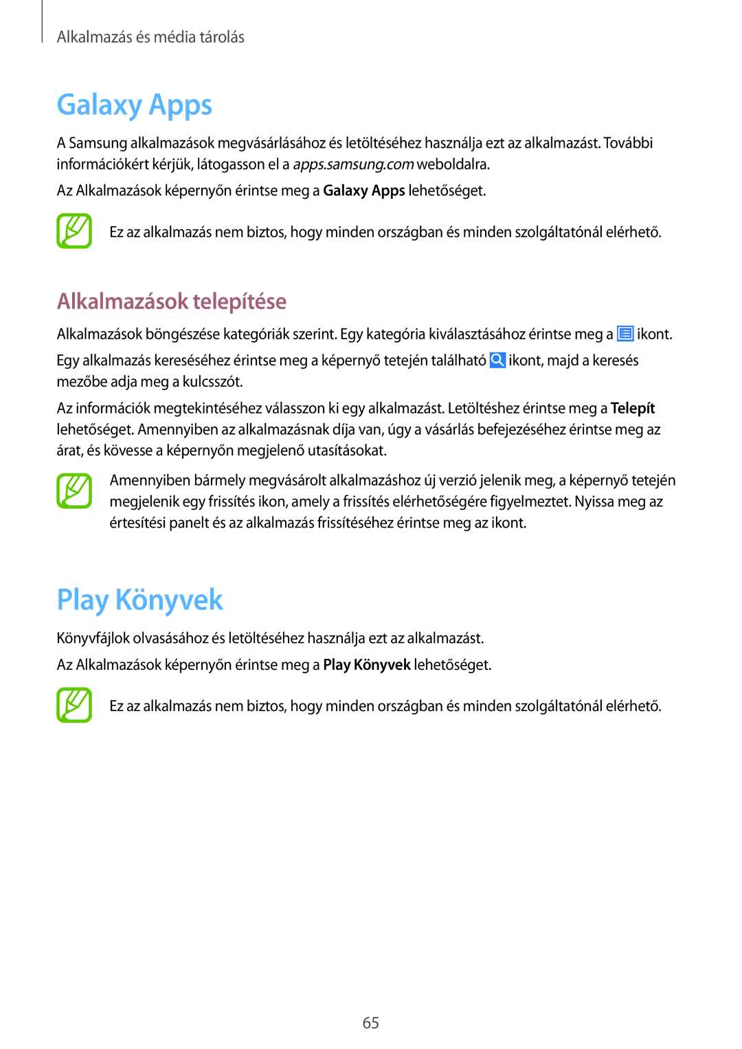 Samsung SM-T530NZWAXEH manual Galaxy Apps, Play Könyvek 