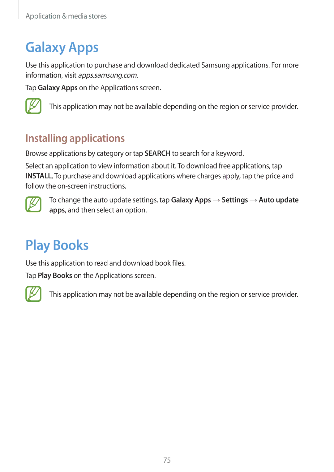 Samsung SM-T531NZWASER, SM-T531NYKASER manual Galaxy Apps, Play Books 