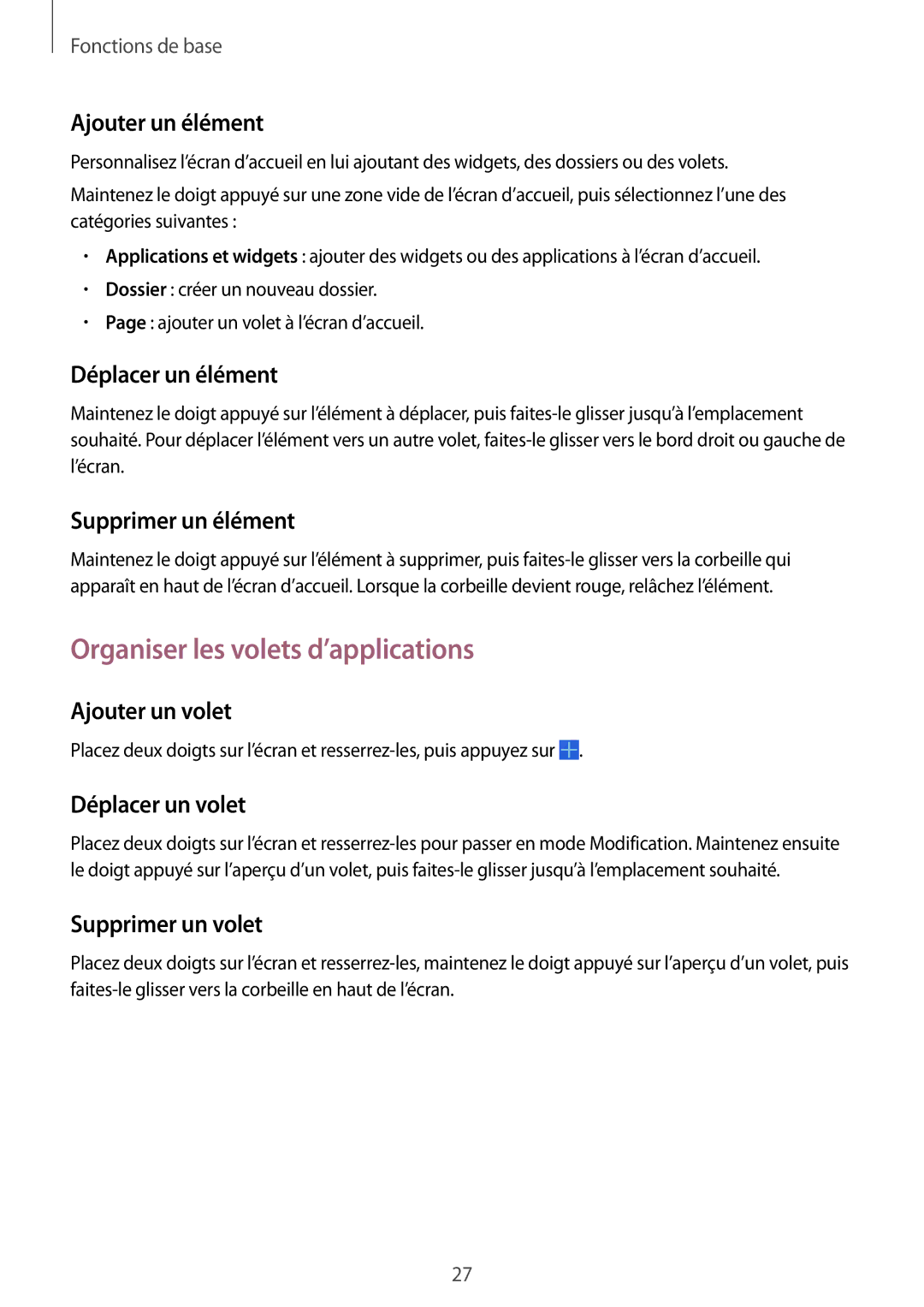 Samsung SM-T533NYKAXEF, SM-T533NZWEXEF, SM-T533NZWAXEF manual Organiser les volets d’applications 