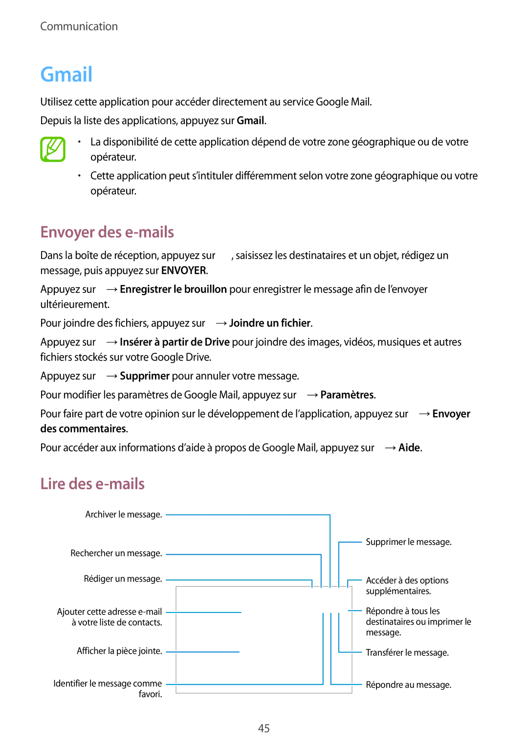 Samsung SM-T533NYKAXEF, SM-T533NZWEXEF, SM-T533NZWAXEF manual Gmail 