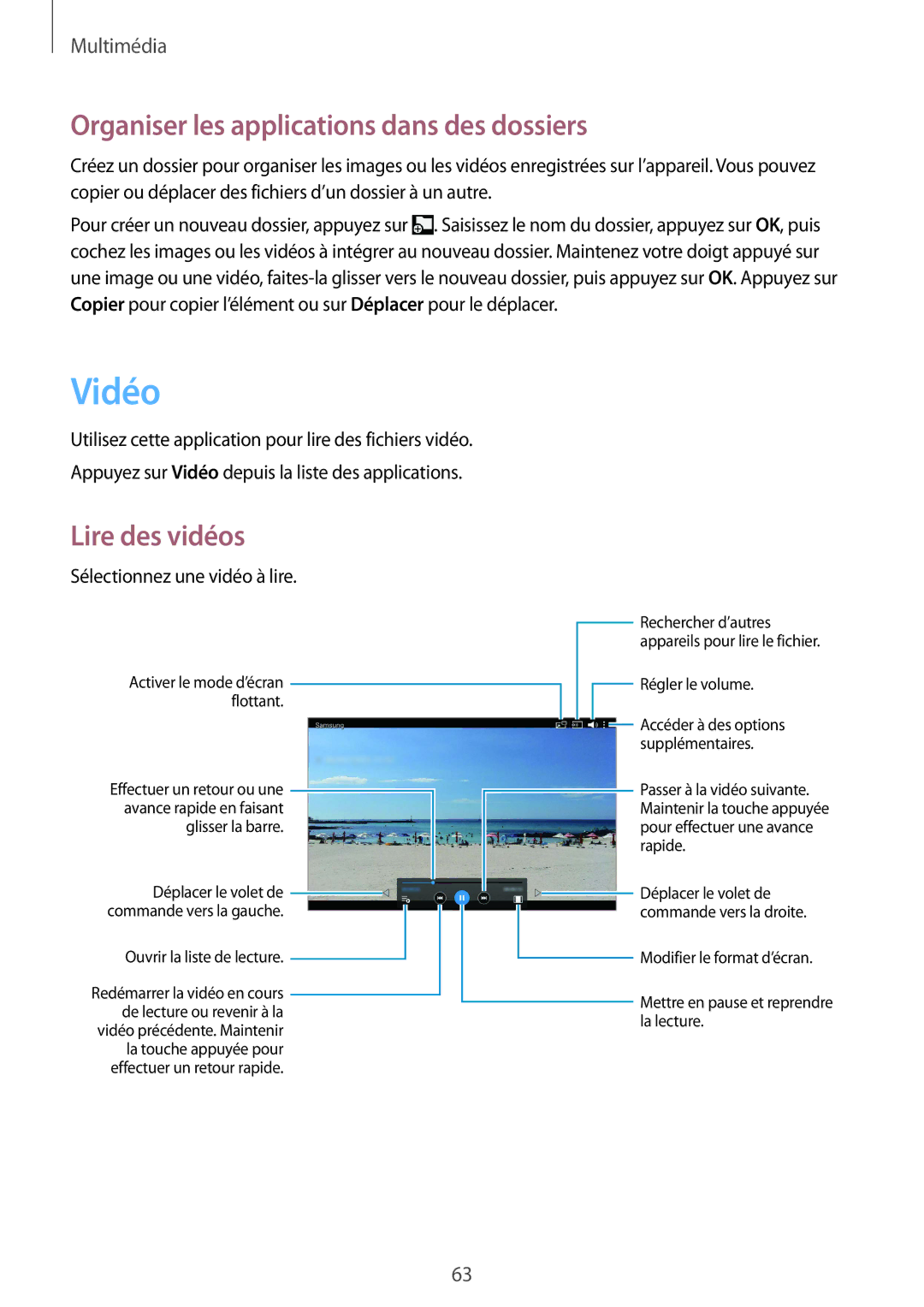 Samsung SM-T533NYKAXEF, SM-T533NZWEXEF, SM-T533NZWAXEF manual Vidéo, Sélectionnez une vidéo à lire 