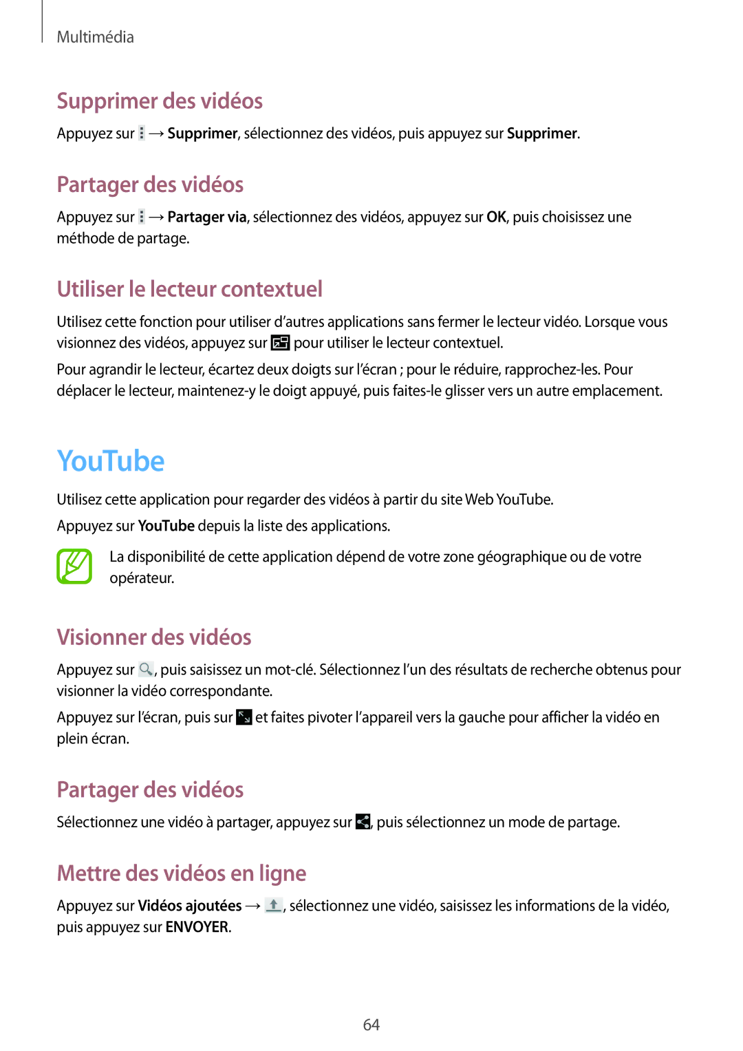 Samsung SM-T533NZWEXEF, SM-T533NYKAXEF, SM-T533NZWAXEF manual YouTube 