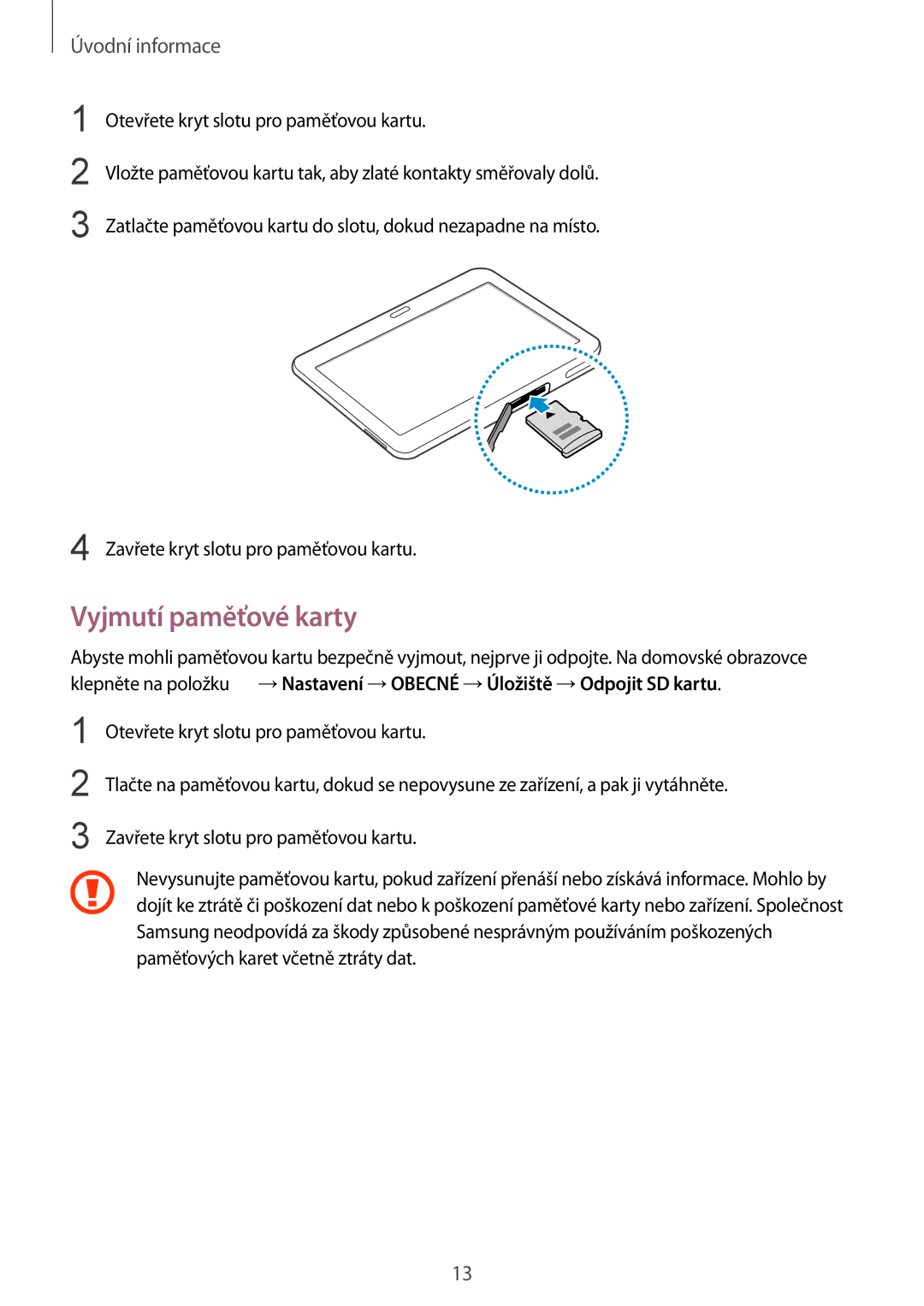 Samsung SM-T533NYKAXSK, SM-T533NZWAAUT, SM-T533NYKAAUT, SM-T533NZWAXEH, SM2T533NYKAXEZ, SM-T533NYKAXEZ Vyjmutí paměťové karty 