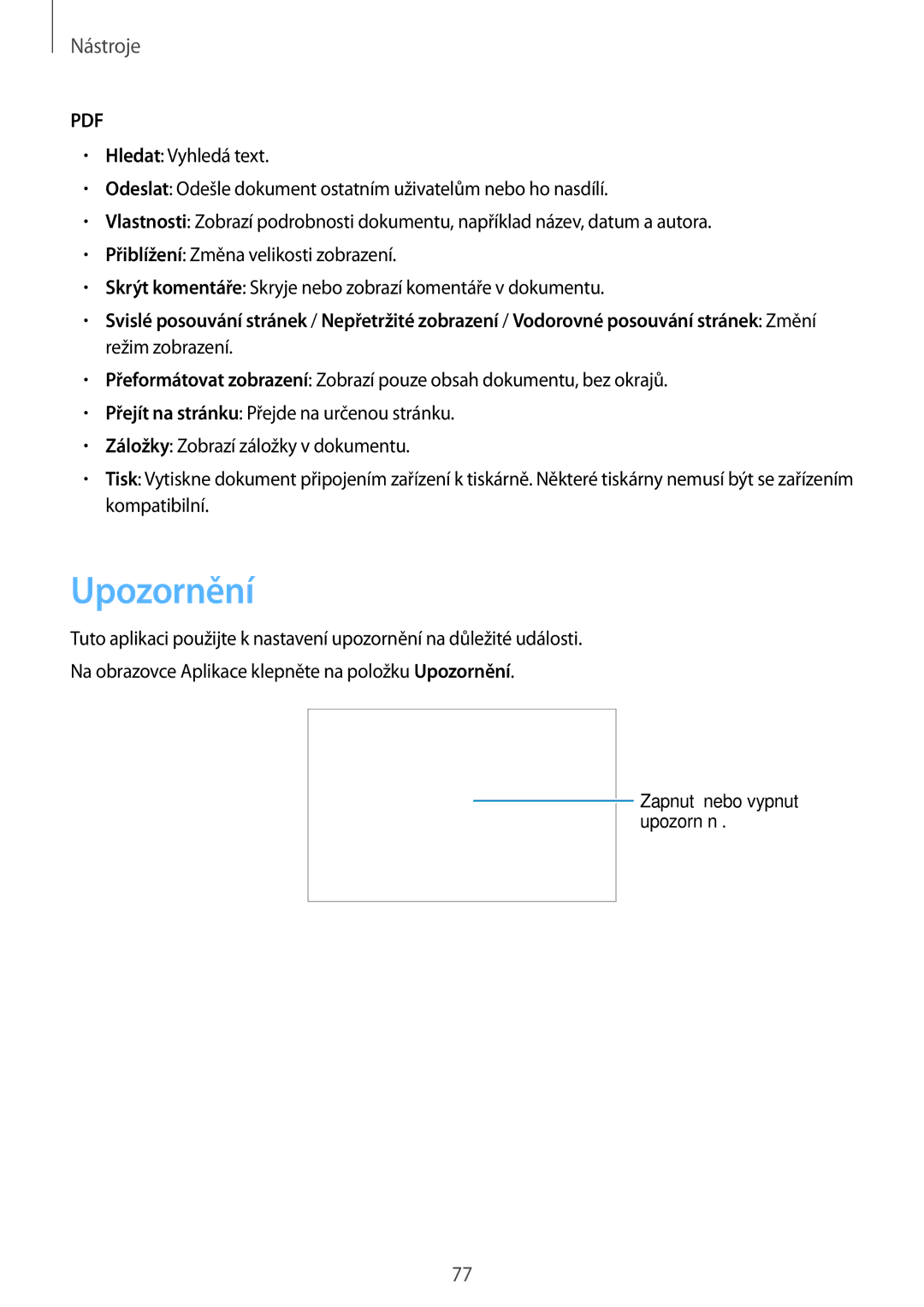 Samsung SM-T533NZWAXEH, SM-T533NZWAAUT, SM-T533NYKAAUT, SM2T533NYKAXEZ, SM-T533NYKAXEZ, SM-T533NZWAXEZ manual Upozornění 