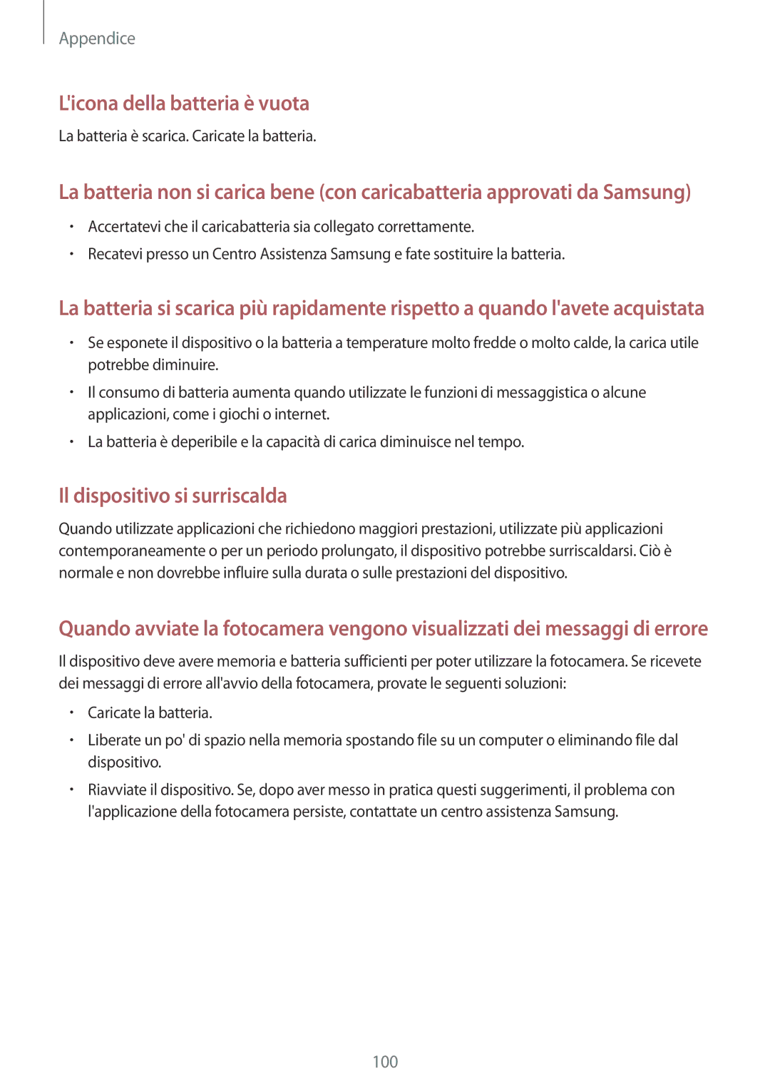 Samsung SM-T533NZWAAUT, SM-T533NZWAITV, SM-T533NYKAAUT, SM-T533NYKAITV manual Licona della batteria è vuota 