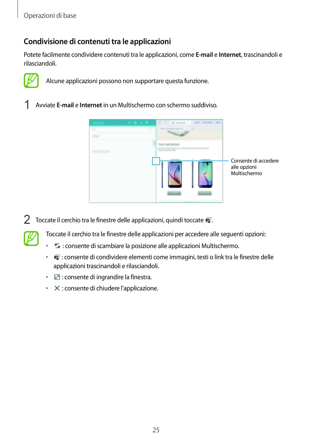 Samsung SM-T533NZWAITV, SM-T533NZWAAUT, SM-T533NYKAAUT, SM-T533NYKAITV manual Condivisione di contenuti tra le applicazioni 