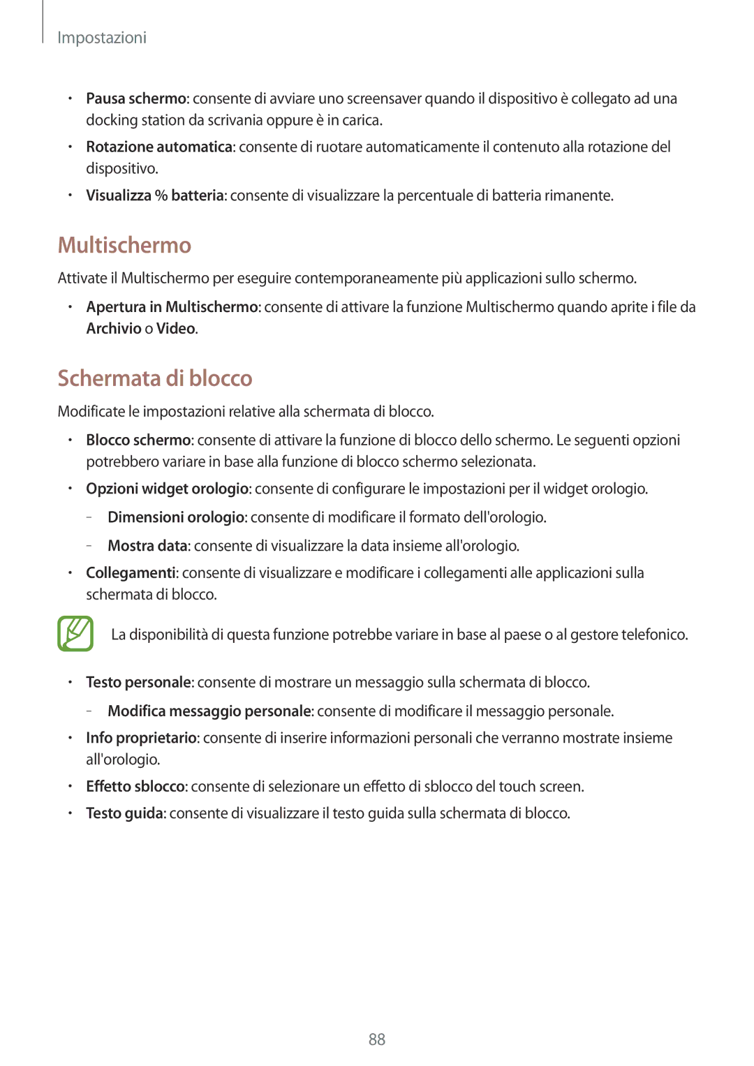 Samsung SM-T533NZWAAUT, SM-T533NZWAITV, SM-T533NYKAAUT, SM-T533NYKAITV manual Multischermo, Schermata di blocco 