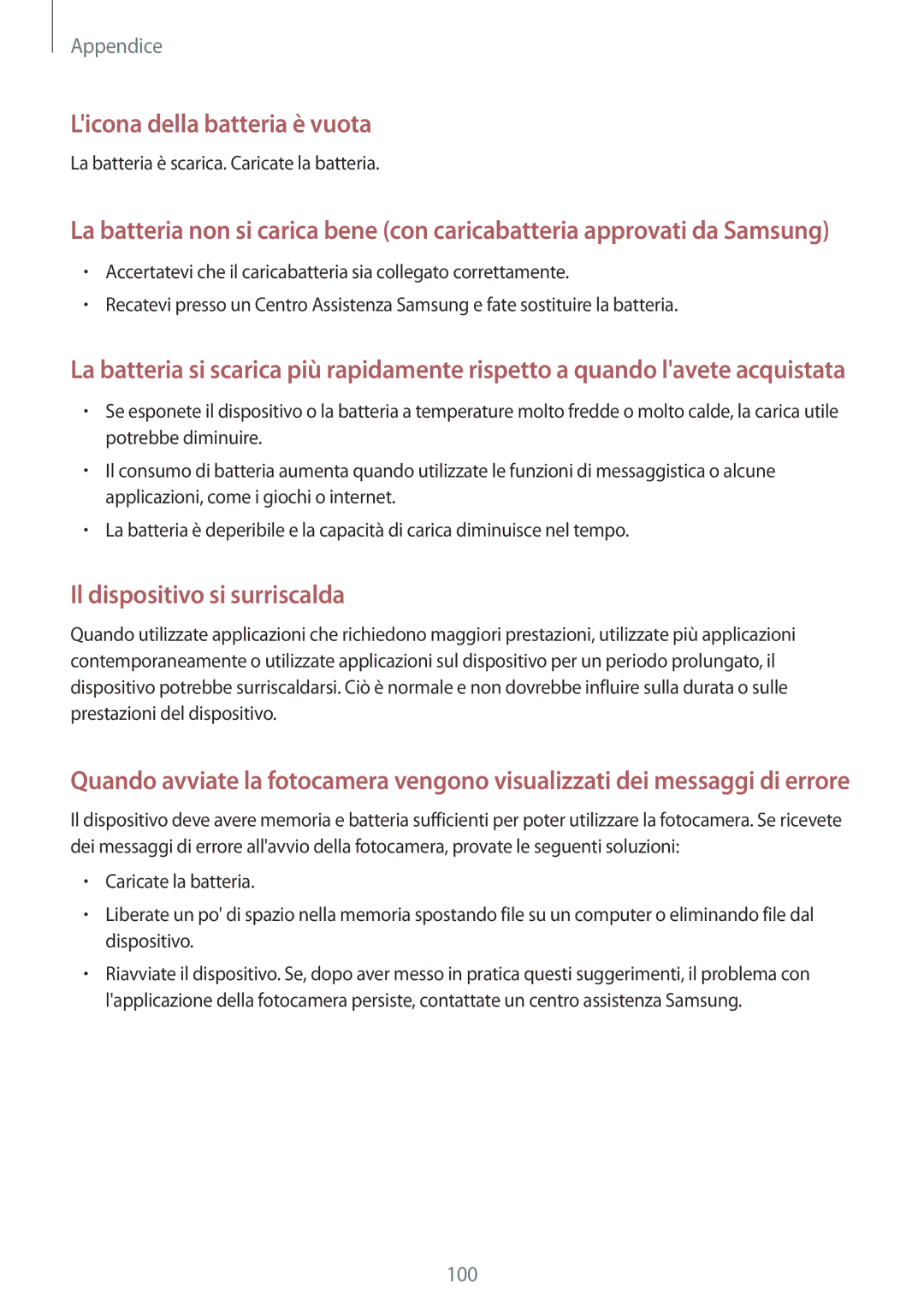 Samsung SM-T533NZWAAUT, SM-T533NZWAITV, SM-T533NYKAAUT, SM-T533NYKAITV manual Licona della batteria è vuota 