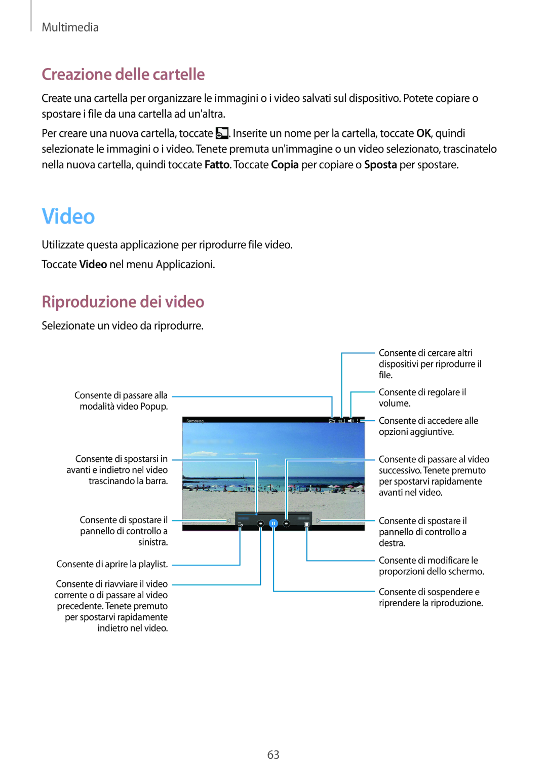 Samsung SM-T533NYKAITV, SM-T533NZWAAUT, SM-T533NZWAITV, SM-T533NYKAAUT manual Video, Selezionate un video da riprodurre 