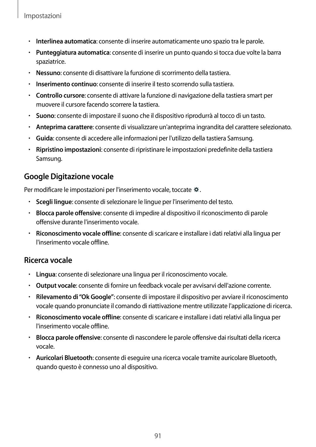 Samsung SM-T533NYKAITV, SM-T533NZWAAUT, SM-T533NZWAITV, SM-T533NYKAAUT manual Google Digitazione vocale, Ricerca vocale 